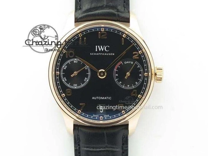 MIROTIME 0425 Practical Portuguese Real PR IW500109 ZF 1:1 Best Edition Black Dial On Black Leather Strap A52010 V 7308